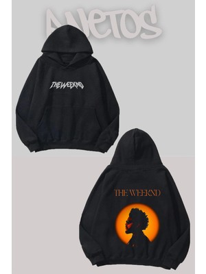 Anetos The Weeknd 5 Tasarım Siyah Ön Arka Baskılı Sweatshirt