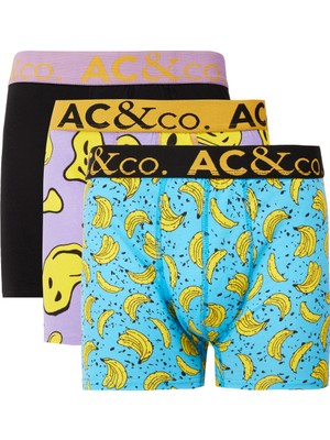 AC&Co / Altınyıldız Classics Erkek Karışık Pamuklu Esnek Desenli 3'lü Boxer Paketi