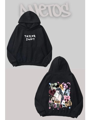 Anetos Taylor Swift 12 Tasarım Siyah Ön Arka Baskılı Sweatshirt