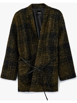 Koton Ekose Kaban Kemerli Cepli Uzun Kollu