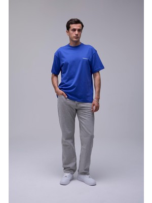 Outta Barrio Saks Mavisi Basic Loose Fit  Tişört