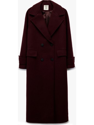 Koton x Melis Ağazat - Kaşe Kaban Kruvaze Uzun Kollu Cepli Düğmeli