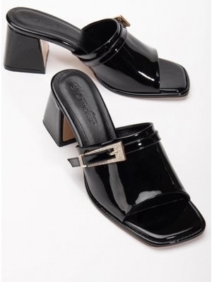 Zengezur Mall Techmrt Ziva Siyah Rugan Topuklu Terlik (Numara: 37)