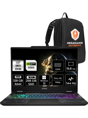 MSI Msı Cyborg 15 Intel Core I5 13420H 128GB 256GB SSD RTX5060/8GB 15.6" Fhd 144Hz W11P Taşınabilir Bilgisayar & Per4 Çanta B13WFKG491XTRP446