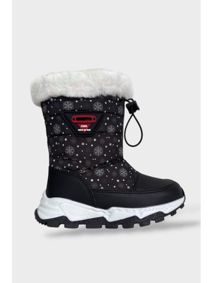 Liger Su Itici Ayarlı Bağcıklı Kürklü Kız Çocuk Botu Siyah