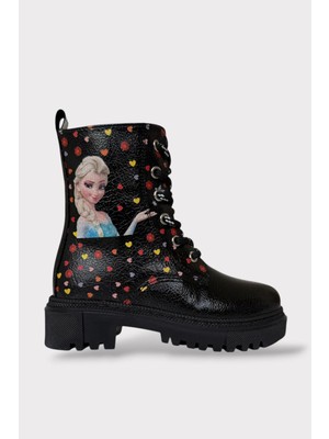 Liger Içi Kürklü Fermuarlı Kız Çocuk Bot Siyah