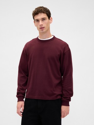 Gap Erkek Bordo Heavyweight Crop T-Shirt