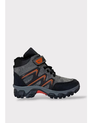 Liger Içi Kürklü Soğuk ve Suya Dayanıklı Fermuarlı Çocuk Bot Füme - Turuncu