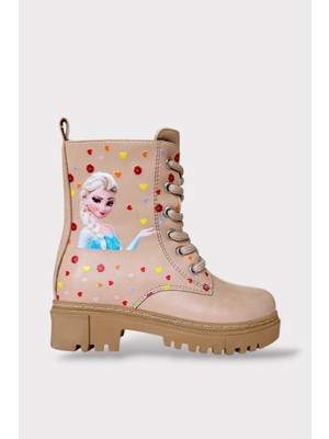 Liger Içi Kürklü Fermuarlı Kız Çocuk Bot Bej