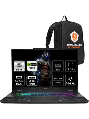 MSI Msı Cyborg 17 Intel Core I7 13620H 40GB 2tb SSD RTX5060/8GB 17.3" Fhd 144Hz Fdos Taşınabilir Bilgisayar & Per4 Çanta B13WFKG092XTRP324