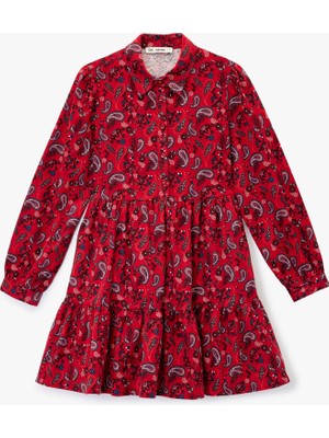 Koton Rahat Kalıp Uzun Kollu Gömlek Yaka Pamuklu Elbise