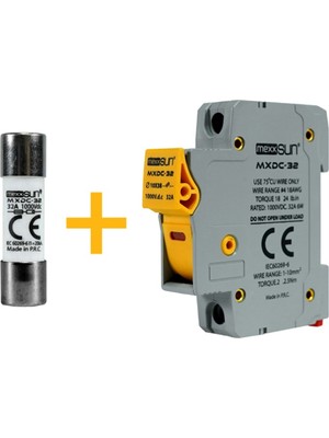 Mexxsun 32A 1000V DC Sigorta + Sigorta Yuvası Yüksek Güvenilirlik ile Güneş Enerjisi Koruması