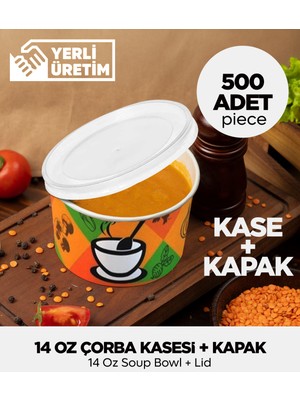 14 Oz Çorba Kasesi + Kapak - 500 Adet
