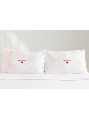 LIWOGY Amour Baskılı Ikili Yastık Kılıfı Seti