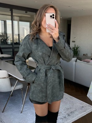 Deri Trençkot Orta Boyu