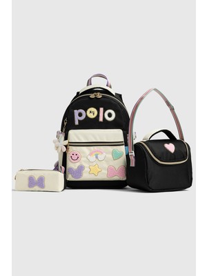 My Polo 2055 Üçlü Set Kız Çocuk  Ilkokul Ortaokul Çantası Sırt Çantası Okul Çantası Çok Bölmeli Ortopedik Sırt