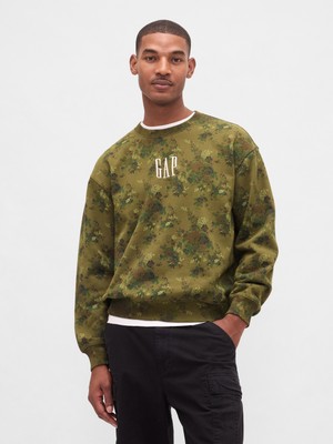 Gap Erkek Açık Yeşil Heavyweight Oversized Gap Logo Bisiklet Yaka Sweatshirt
