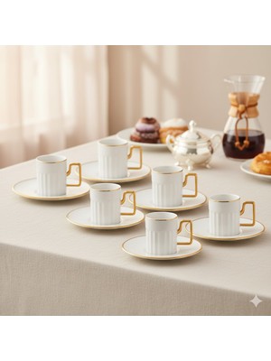 Jumbo SORIN-100 12 Parça 6 Kişilik Kahve Fincan Takımı Gold