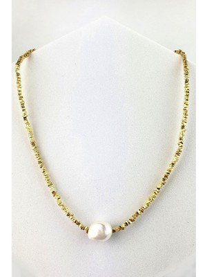 Barok Inci Detaylı 925AYAR Gümüş Üzerine Altın Kaplama El Işi Tasarım Italyan Kolye