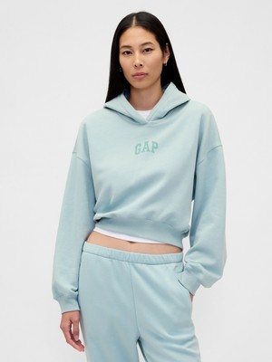 Gap Kadın Turkuaz Gap Logo Vintagesoft Crop Fleece Sweatshirt