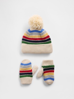Gap Bebek Krem Ponpon Bere & Eldiven Seti