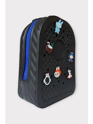 Liger Çocuk Eva Delikli Yumuşak Silikon Kreş Okul Sırt Çantası Siyah