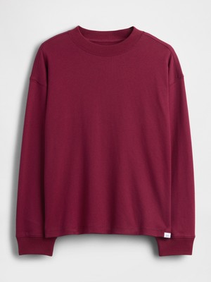 Gap Erkek Çocuk Bordo Heavyweight Oversized T-Shirt