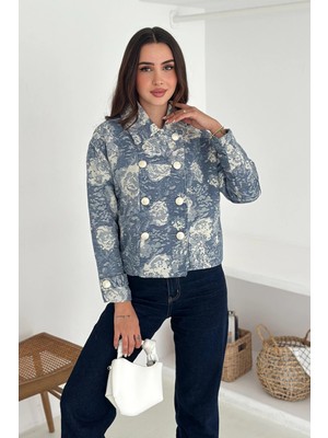 Asprin Fashion Düğme Detaylı Jakarlı Denim Ceket