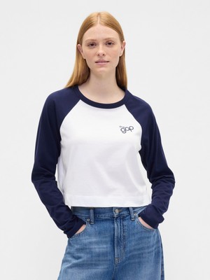 Gap Kadın Lacivert Relaxed Crop Gap Logo T-Shirt