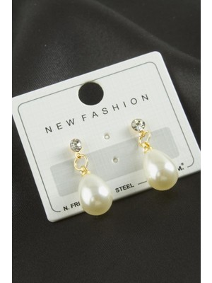 Bijuteri Net Damla Inci Taşlı Küpe