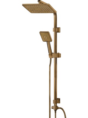 Badem10 Yağmur Robot Duş Seti Tam Takım Bronz Renk Lüks Yağmurlama Fonksiyonlu El Duşu Başlıklı Duş Sistemi