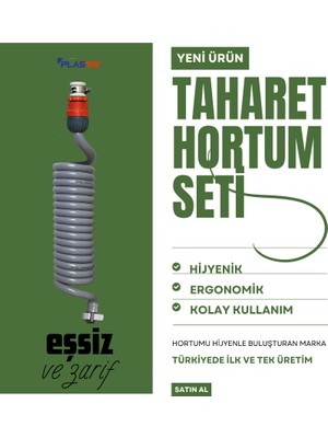 Plasyay Spiral Wc Hortumu Rekorlu ve Duvar Sabitlemeli Gri 1.5 Metre Set