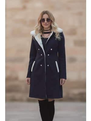 Kışlık Günlük Kaşe Kadın Kaban