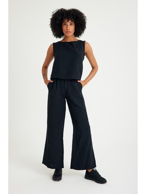 Keten Günlük Rahat  Kolsuz  Alt Üst Kadın Takım