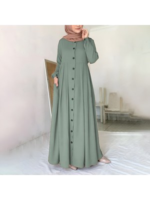 Keten Günlük Yazlık Tam Boy Tesettür Kadın Elbise