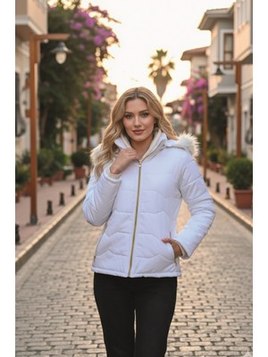 Günlük Kürklü Şişme Kadın Mont
