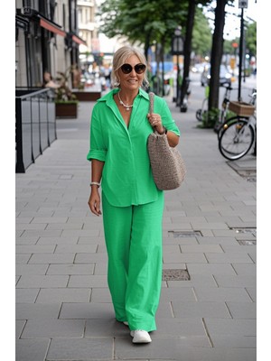 Keten Günlük Yeşil Ikili Takım Alt Üst