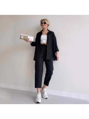 Keten Günlük Ikili Takım Elbise Pantolon Gömlek