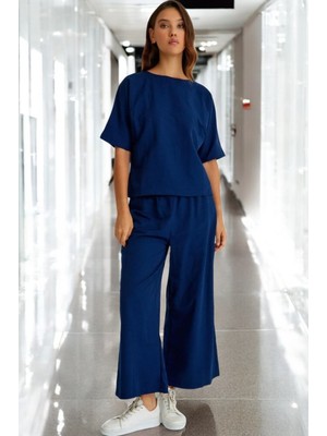 Yazlık Kısa Kollu Alt Üst Keten Takım