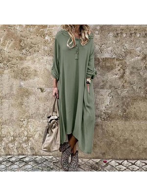 Keten Günlük Salaş Yazlık Cepli Kadın Elbise
