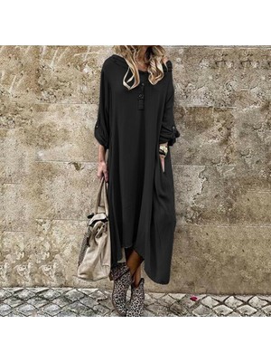 Keten Günlük Salaş Yazlık Cepli Kadın Elbise