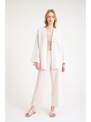Keten Kadın Salaş Kimono Ikili Takim