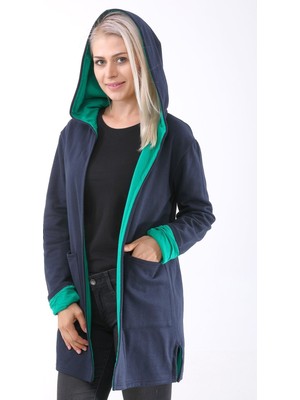 Günlük Renkli Kapüşonlu Spor Kadın Ceket