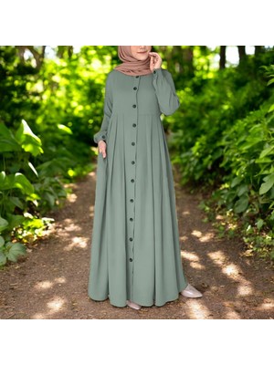 Yazlık Keten Tam Boy Tesettür Elbise