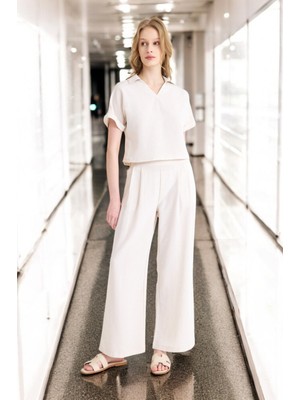 Yazlık V Yaka Şık Keten Takım