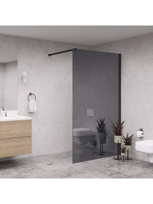 Raumark Black  Septo 6mm Reflekte Cam Seperatör Duşakabin