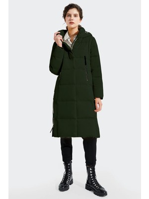 Kadın Uzun Kışlık Içi Elyaflı Astarlı Yan Fermuar Detaylı Şişme Mont