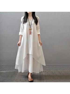 Günlük Yazlık Salaş Kadın Iki Katlı  Elbise