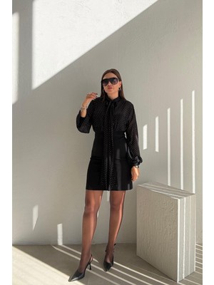 Et Siyah Taşlı Elbise