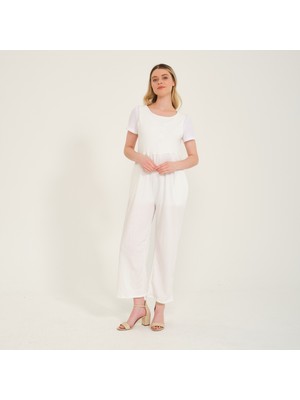 Yazlık Günlük Sırt Dekolteli Salaş Kadın Tulum